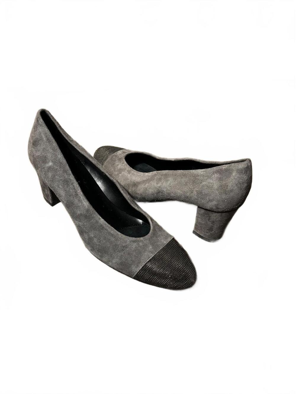 Vaneli Gray Suede Low Heel Pumps Size 7N